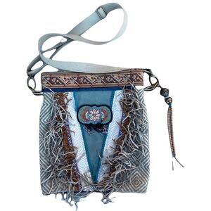 Catena handmade BOHO crossbody bag purse beadwork leather fringe